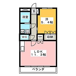 プロヴァンス 1LDKの間取図画像
