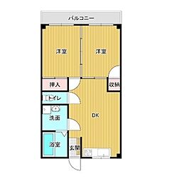 コーポ梅白 2DKの間取図画像