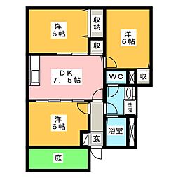 アヴニールA 3DKの間取図画像