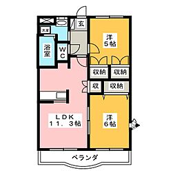 ララ・ポート 2LDKの間取図画像