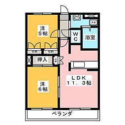 コーポラス小森C 2LDKの間取図画像