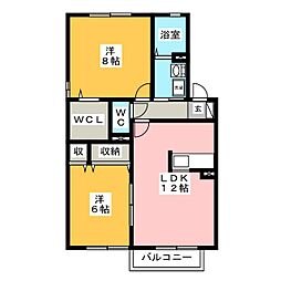 グリーンヒルズA 2LDKの間取図画像