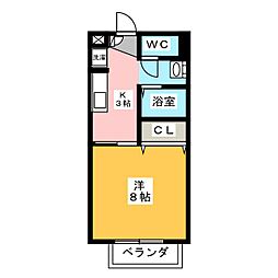 サープラスワンリバーサイドかわい 1Kの間取図画像