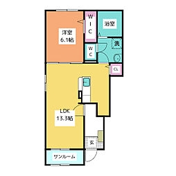 ノヴァ1 1LDKの間取図画像