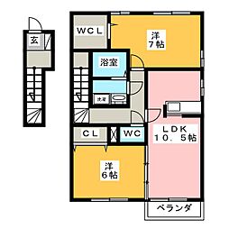 リジエール・ヴィラ 2LDKの間取図画像