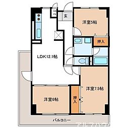 朝日プラザ可児 3LDKの間取図画像