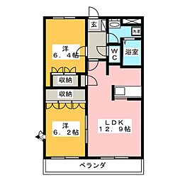 リバティーM 2LDKの間取図画像