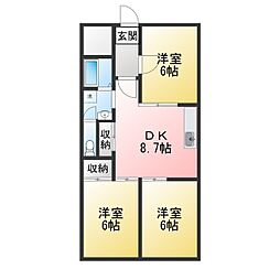 ミヤジママンション 3DKの間取図画像