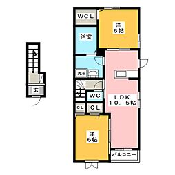 ラ・ヴィエルジュ 2LDKの間取図画像