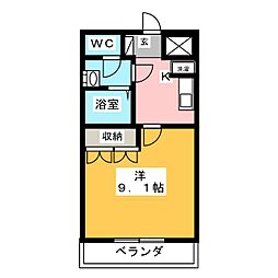 レスポアール 1Kの間取図画像