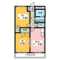 インペリアル伏見 2DKの間取図画像