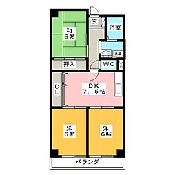 ロイヤルヒルズ嵯峨 3DKの間取図画像
