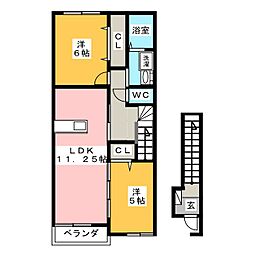 プラムフィールド 2LDKの間取図画像