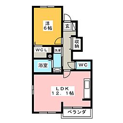 ビエントA 1LDKの間取図画像