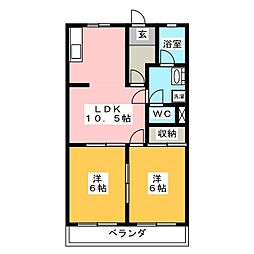 コートプレイスイースト 2LDKの間取図画像