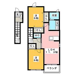 ブリリアント 2LDKの間取図画像