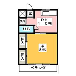 メゾン鳩吹 1DKの間取図画像