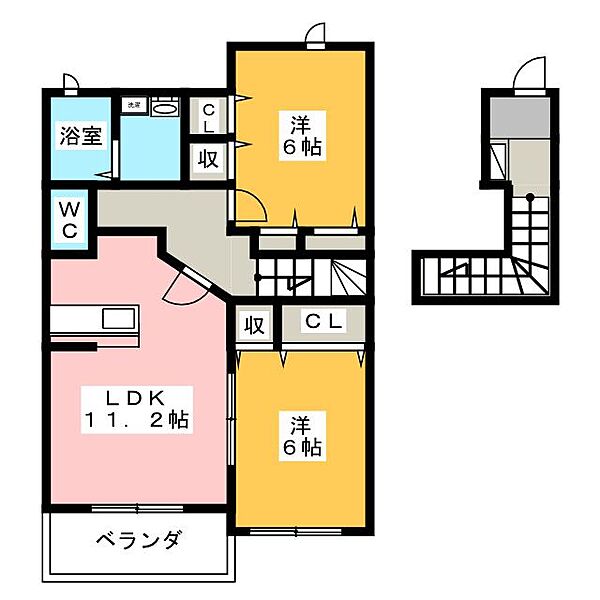 グラート　Ａ棟 ｜岐阜県瑞穂市牛牧(賃貸アパート2LDK・2階・59.82㎡)の写真 その2