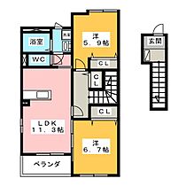 マジェスティー　II  ｜ 岐阜県瑞穂市十九条（賃貸アパート2LDK・2階・62.50㎡） その2