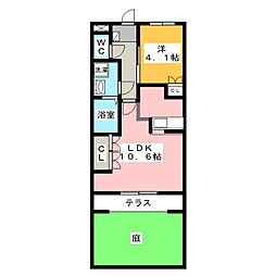 スプリングディザィアー 1LDKの間取図画像