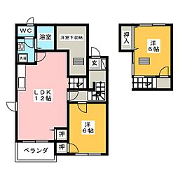 グリーンフェアリーB 2LDKの間取図画像