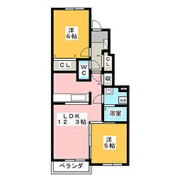 モデレートB 2LDKの間取図画像