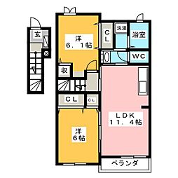 ヴィラボンズ 2LDKの間取図画像