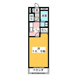 ラペブロッサム 1Kの間取図画像