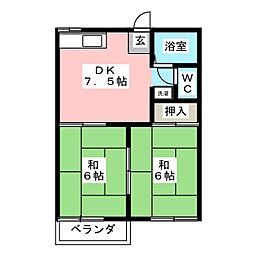 フォーブル小城 2DKの間取図画像