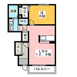 プリマクラッセB 1LDKの間取図画像