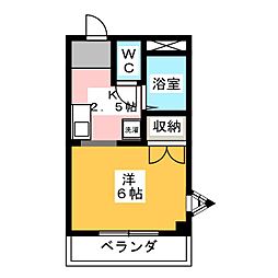 Lヒルズ 1Kの間取図画像