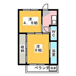ビレッジハウス曽我屋2号棟 2Kの間取図画像