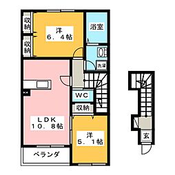 グランディール 2LDKの間取図画像