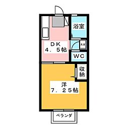 コーポ木崎2 1DKの間取図画像