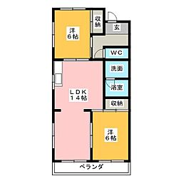 品川第一ビルB棟 2LDKの間取図画像