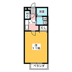 クレセール 1Kの間取図画像