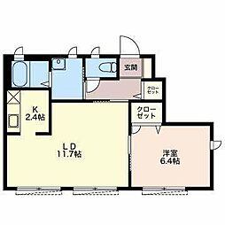 ブランシェKA 1LDKの間取図画像