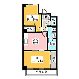 エステート棚瀬 2DKの間取図画像
