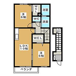 レイール2 2LDKの間取図画像