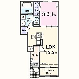 ソランジュ 1LDKの間取図画像