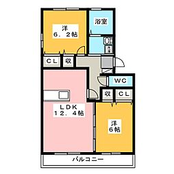 ヴィラコンフォート 2LDKの間取図画像