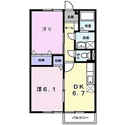 サンフラワーA 2DKの間取図画像