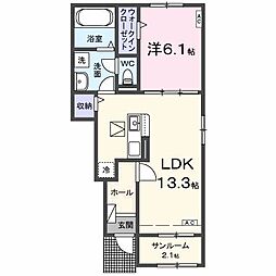 プリムラI 1LDKの間取図画像