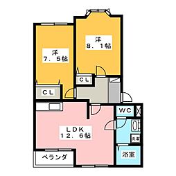 エスポワール 2LDKの間取図画像