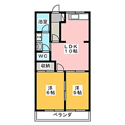 エバーコーポ臼井A 2LDKの間取図画像