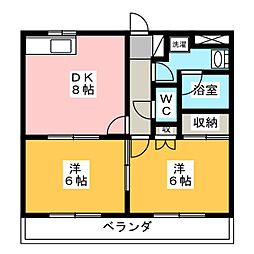 サンシャイン棚橋C 2DKの間取図画像