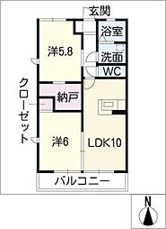 メルベーユ・セゾン 2LDKの間取図画像