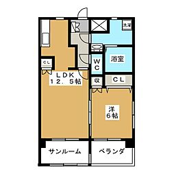HRマンション 1LDKの間取図画像