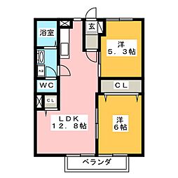 エルハイムツチヤ 2LDKの間取図画像
