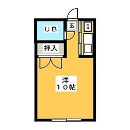 第1北上荘 ワンルームの間取図画像